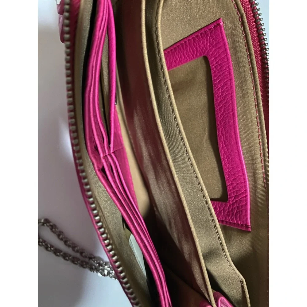 Liz Claiborne Leather Clutch Wallet Silver Chain Strap - Picture 8 of 12